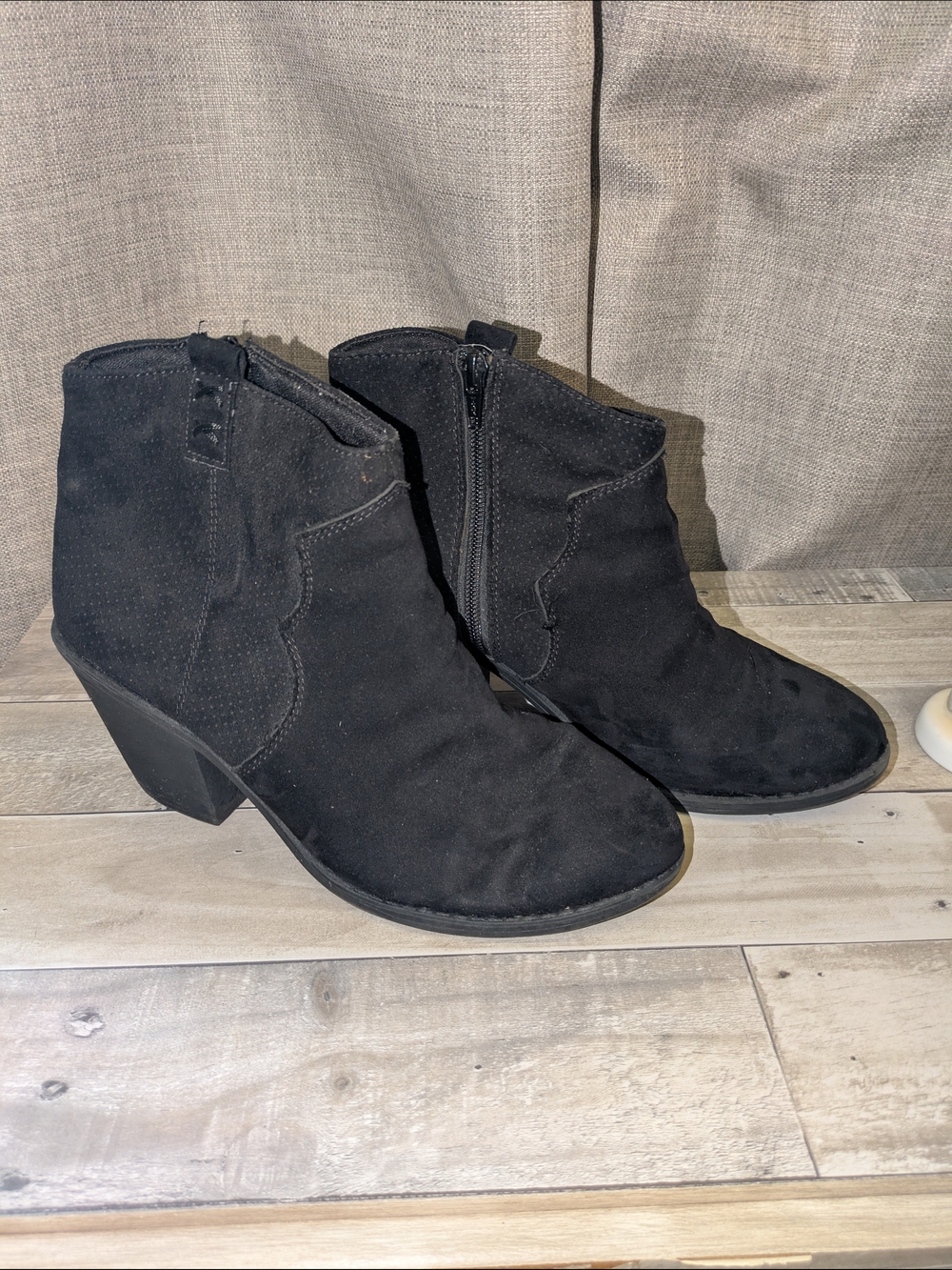 Women's Black Suede Ankle Boots - Classic Side Zip Chelsea Style